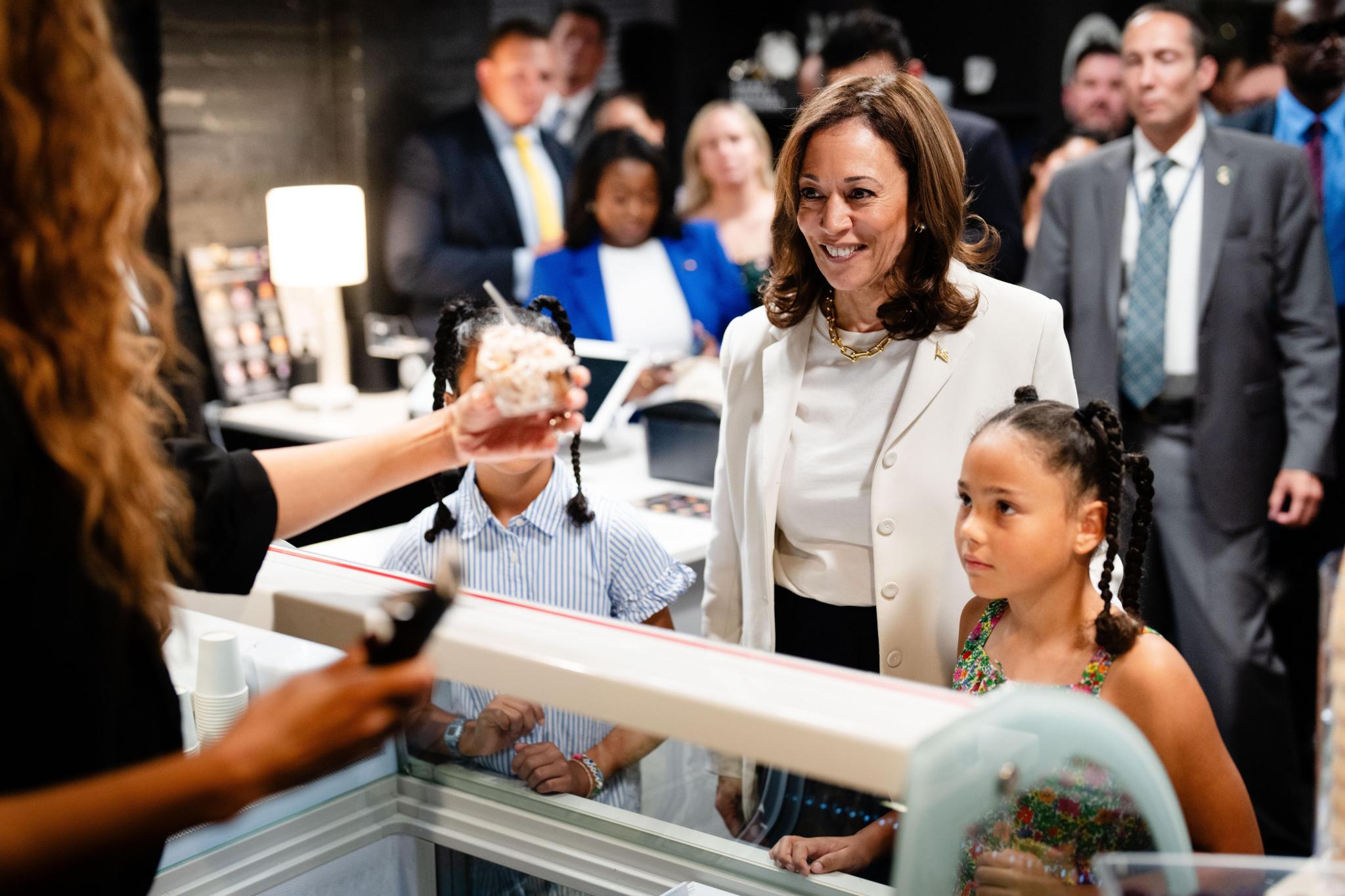 US Vice President Harris visits Tyra Banks' Ice Cream Shop in Washington, DC